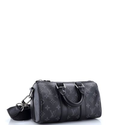 Louis Vuitton Keepall Bandouliere Bag Reverse Monogram Eclipse Canvas 25