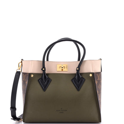 Louis Vuitton On My Side Tote Leather with Monogram Canvas MM