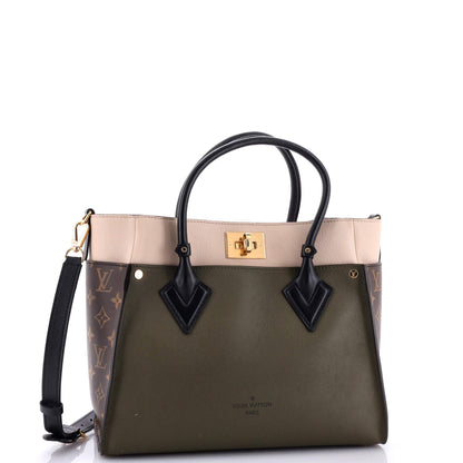 Louis Vuitton On My Side Tote Leather with Monogram Canvas MM