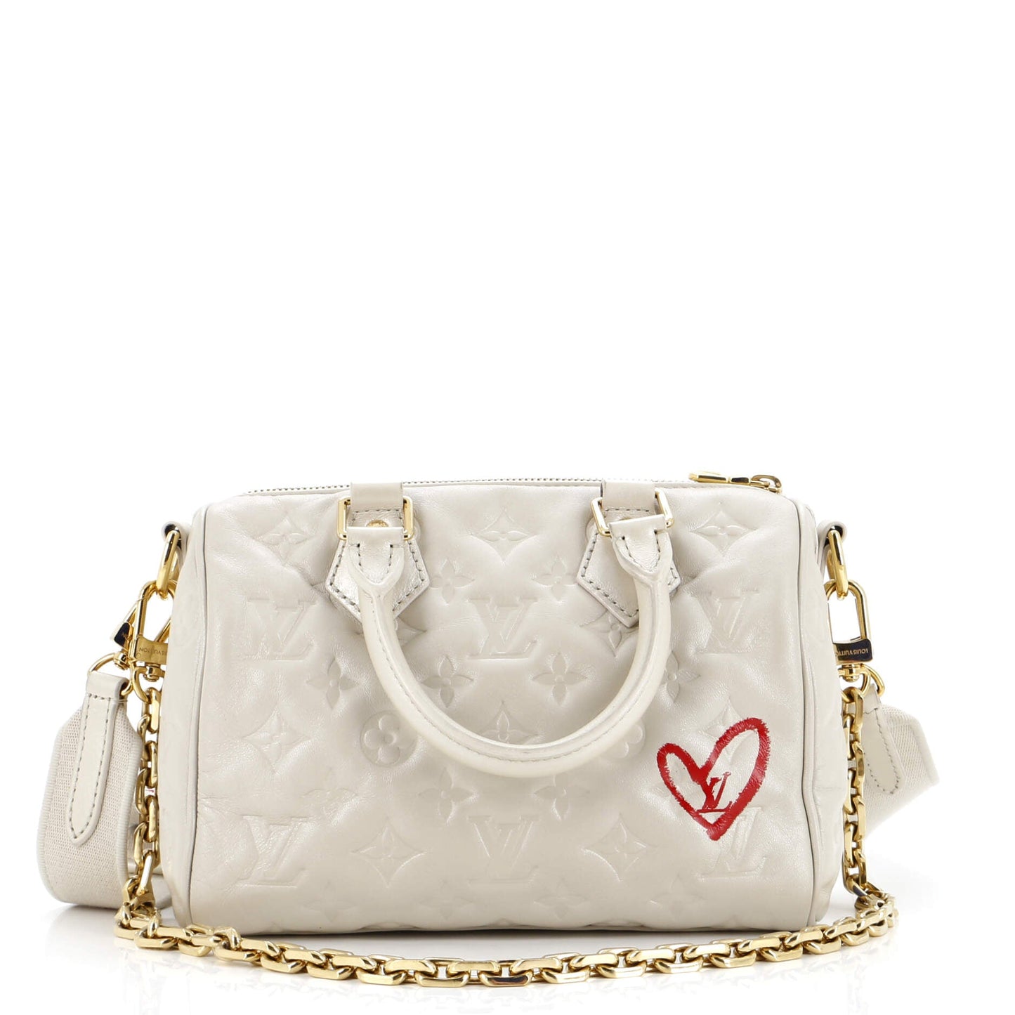 Louis Vuitton Speedy Bandouliere Bag Limited Edition Fall in Love Monogram Embossed Lambskin 22