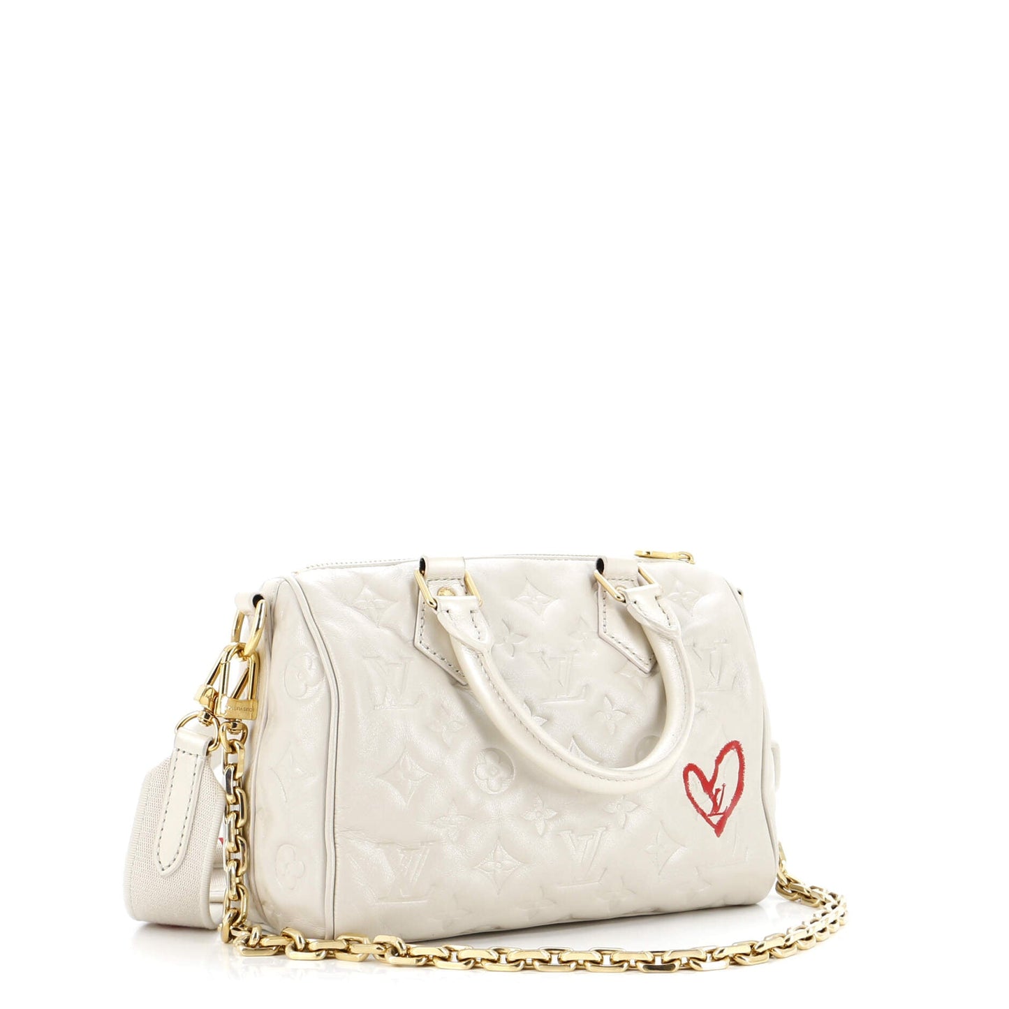 Louis Vuitton Speedy Bandouliere Bag Limited Edition Fall in Love Monogram Embossed Lambskin 22