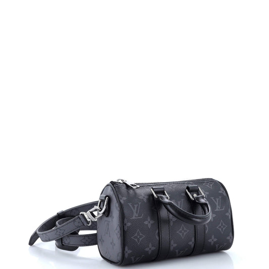 Louis Vuitton Keepall Bandouliere Bag Reverse Monogram Eclipse Canvas XS