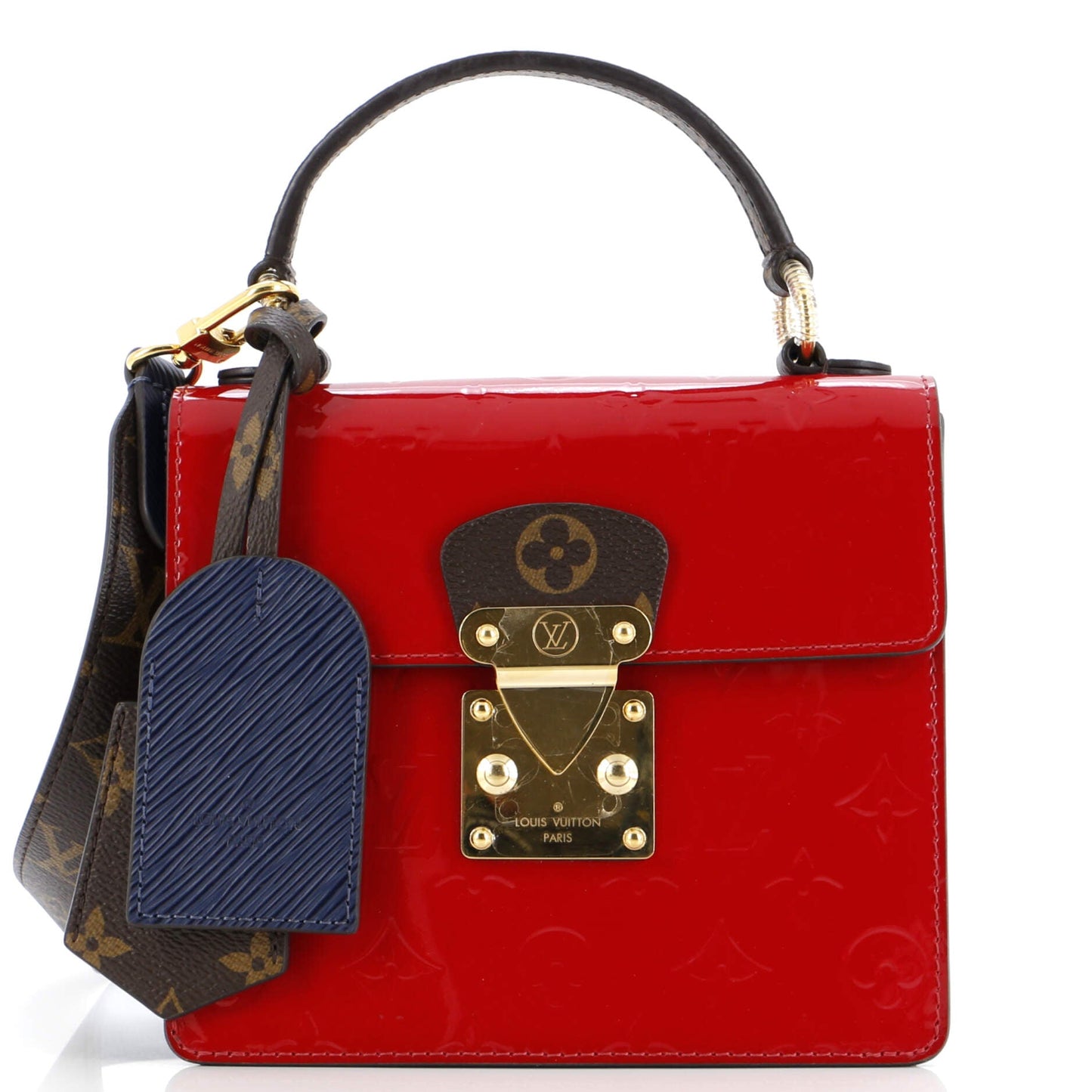 Louis Vuitton Spring Street NM Handbag Monogram Vernis with Monogram Canvas and Epi Leather