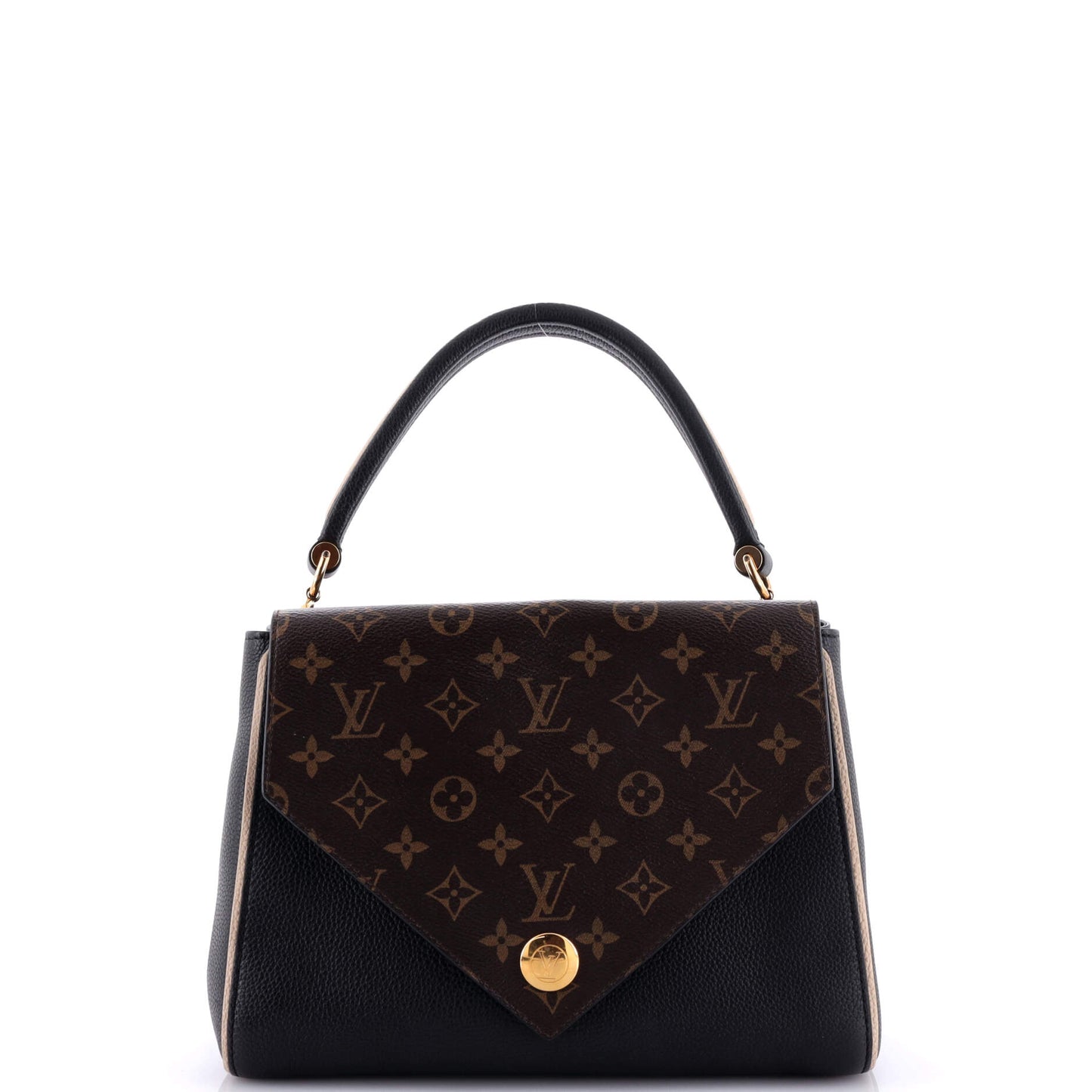 Louis Vuitton Double V Handbag Calfskin with Monogram Canvas