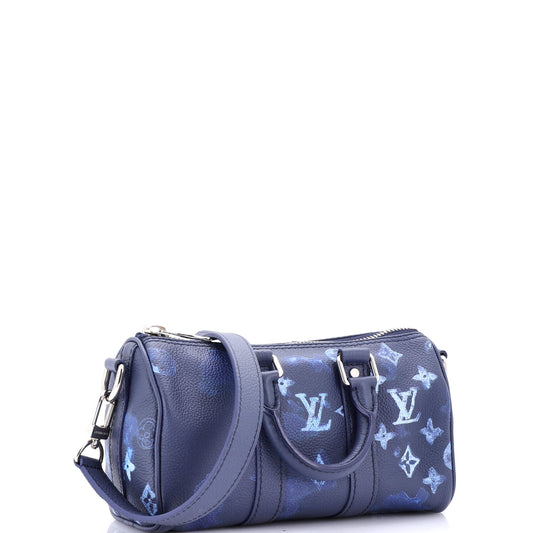 Louis Vuitton Keepall Bandouliere Bag Limited Edition Monogram Ink Watercolor Leather XS