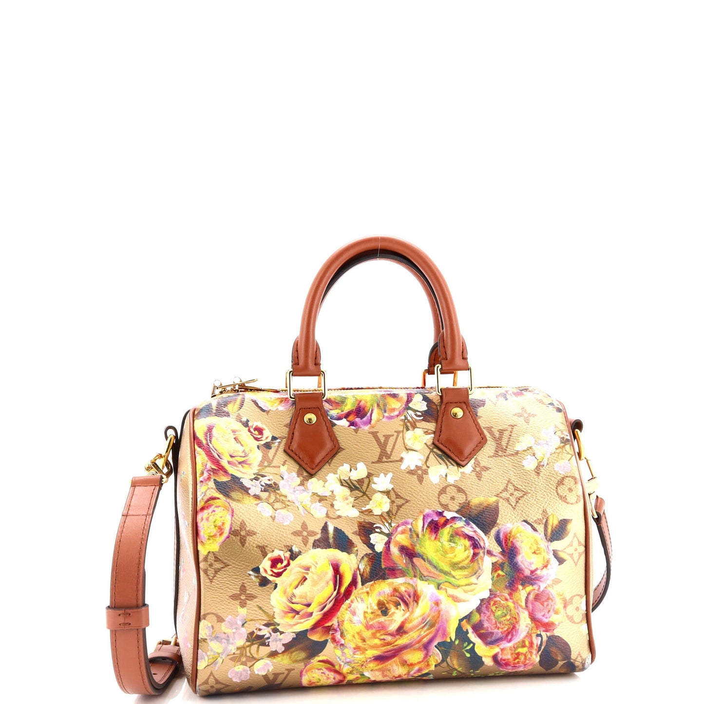 Louis Vuitton Speedy Bandouliere Bag Limited Edition Flowers Monogram Canvas 25