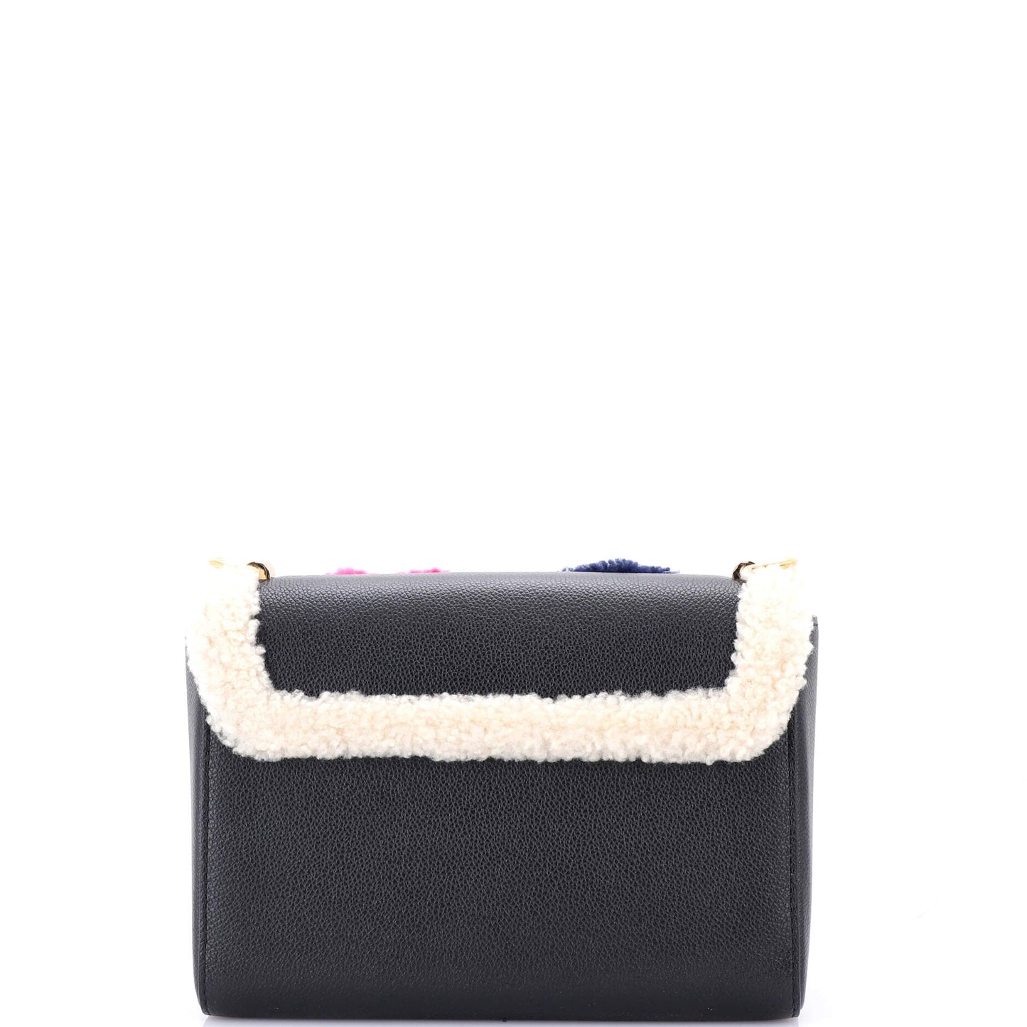 Louis Vuitton Twist Handbag Leather and Monogram Teddy Shearling MM