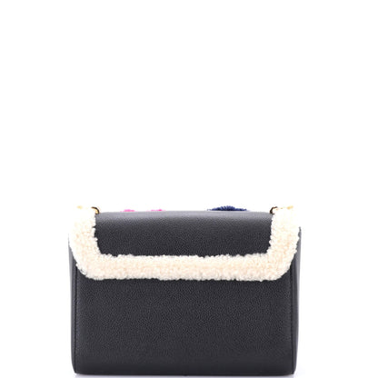 Louis Vuitton Twist Handbag Leather and Monogram Teddy Shearling MM
