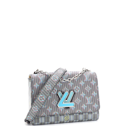 Louis Vuitton Twist Handbag Damier Monogram LV Pop Leather MM