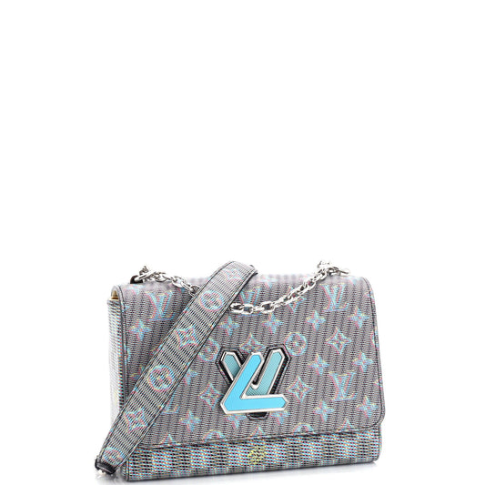 Louis Vuitton Twist Handbag Damier Monogram LV Pop Leather MM