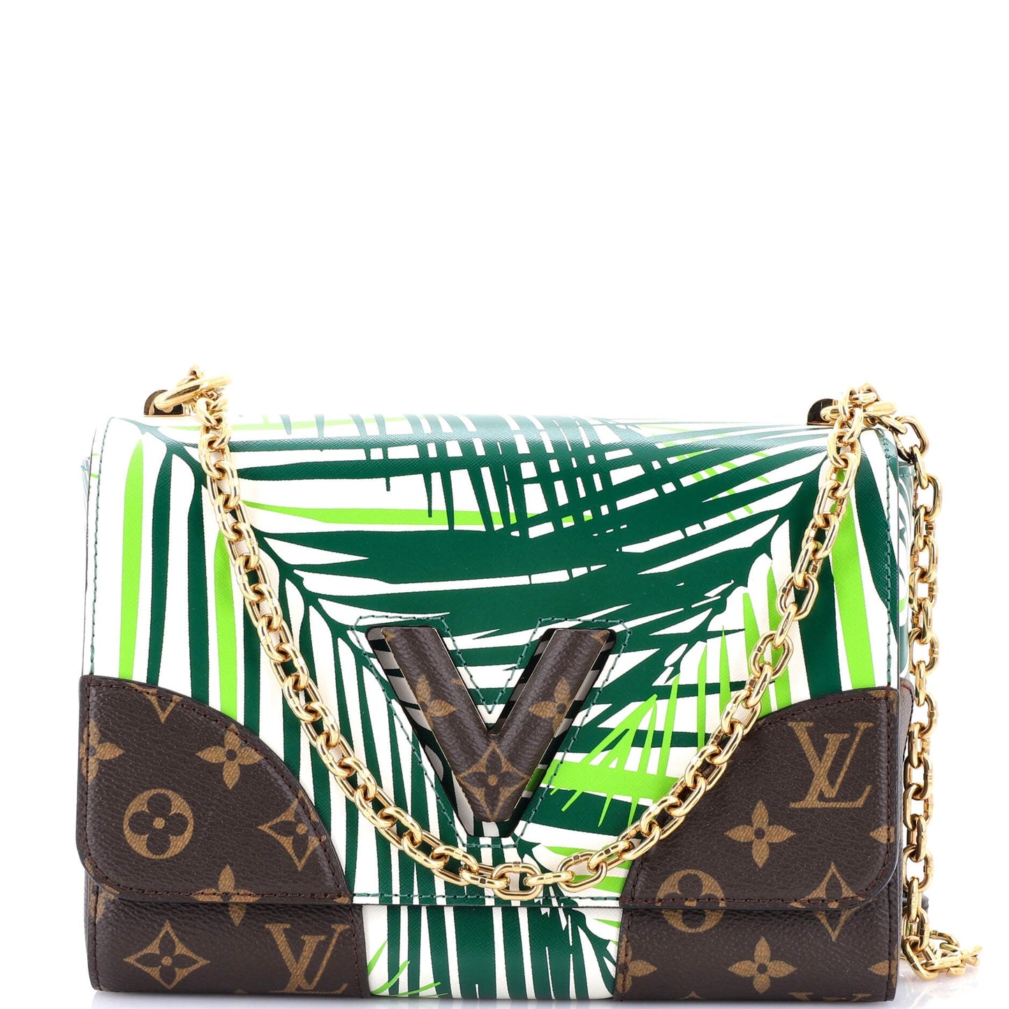 Louis Vuitton Twist Handbag Limited Edition Palm Print Leather with Monogram Canvas MM