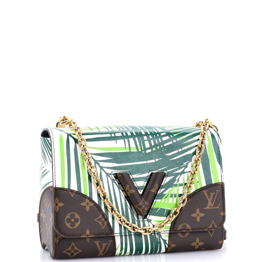 Louis Vuitton Twist Handbag Limited Edition Palm Print Leather with Monogram Canvas MM
