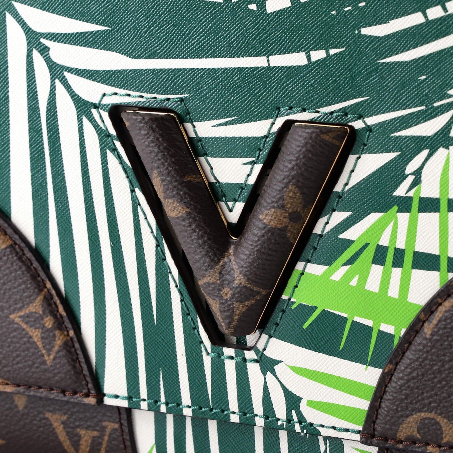 Louis Vuitton Twist Handbag Limited Edition Palm Print Leather with Monogram Canvas MM