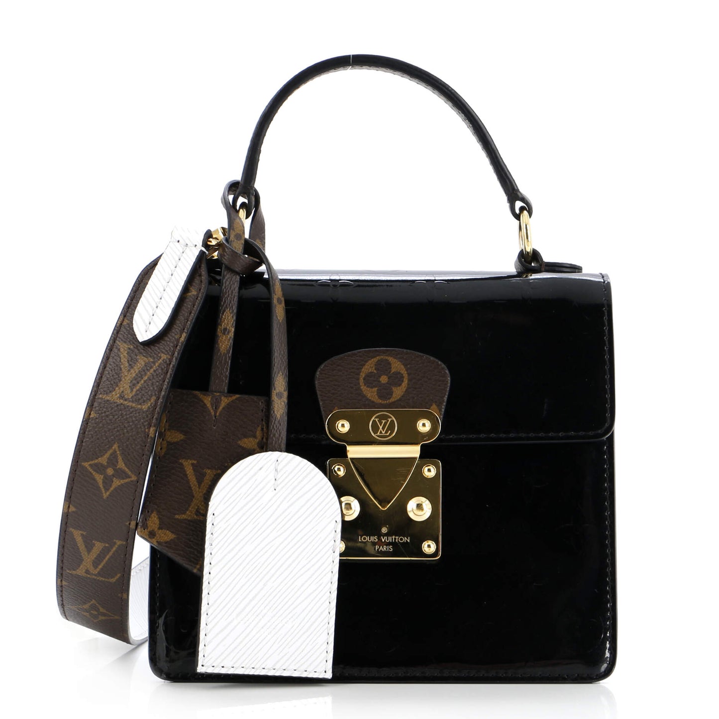Louis Vuitton Spring Street NM Handbag Monogram Vernis with Monogram Canvas and Epi Leather