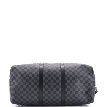 Louis Vuitton Keepall Bandouliere Bag Limited Edition Renaissance Map Damier Graphite 50