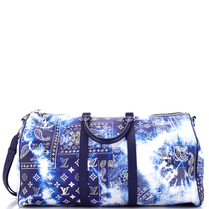 Louis Vuitton Keepall Bandouliere Bag Limited Edition Monogram Bandana Leather 50
