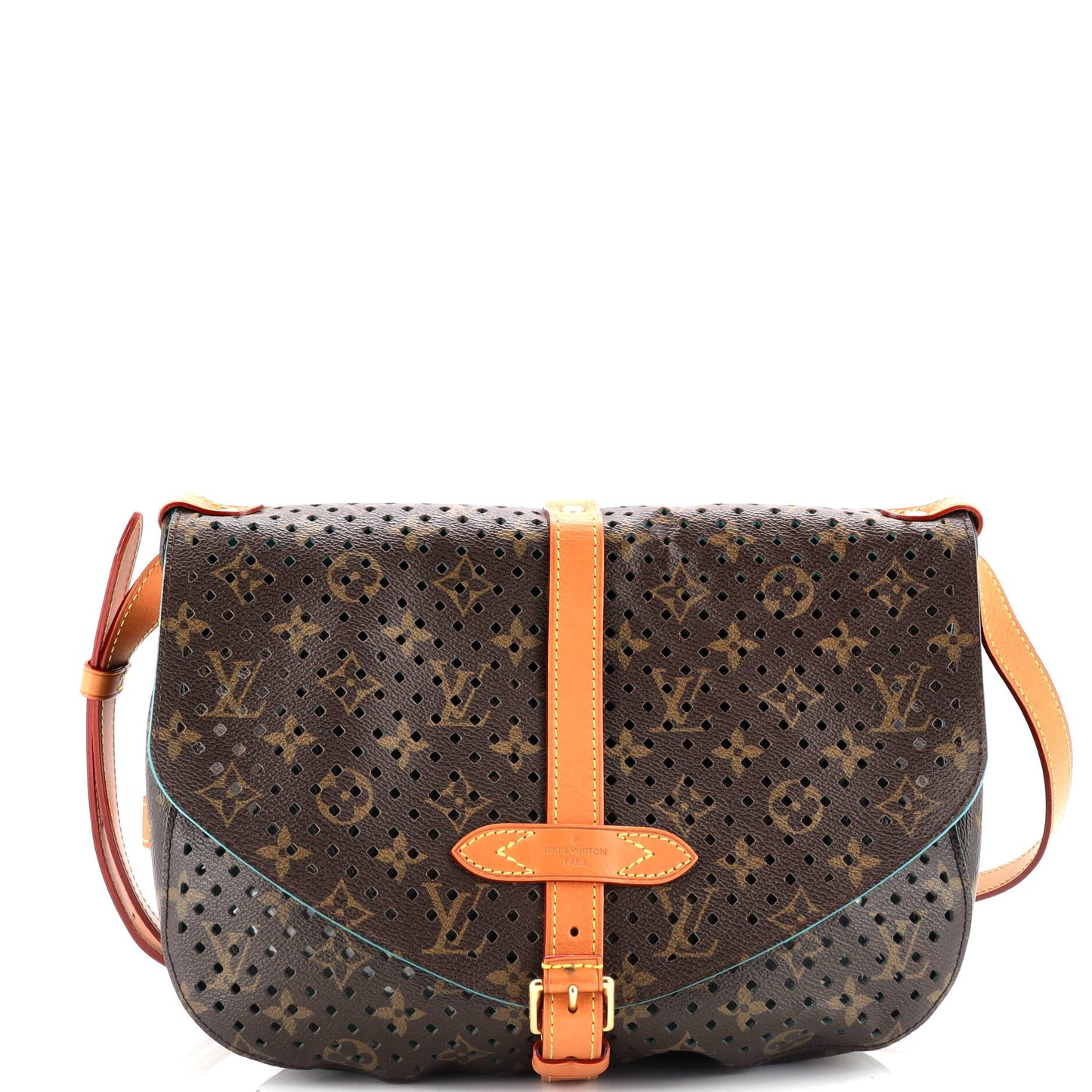 Louis Vuitton Flore Saumur Handbag Perforated Monogram Canvas