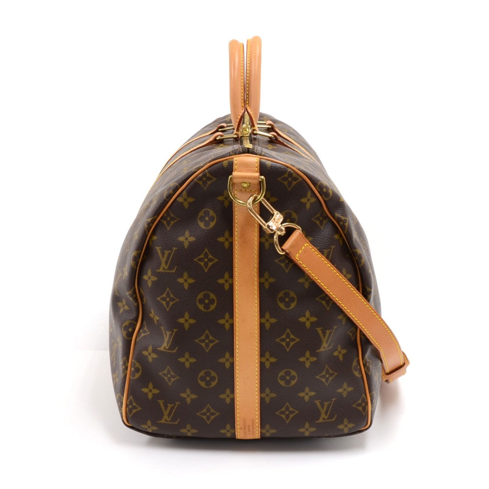 Louis Vuitto Keepall 55 Bandouliere Monogram Canvas Travel Bag with Strap