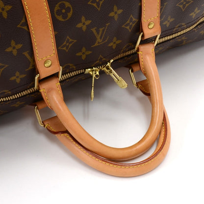 Louis Vuitto Keepall 55 Bandouliere Monogram Canvas Travel Bag with Strap