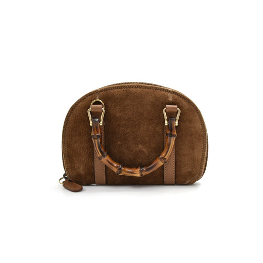 Gucci Suede Bamboo Handle Mini Bag