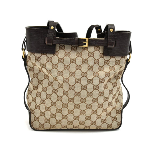 Gucci Monogram Canvas Ornamental Buckle Tote Bag