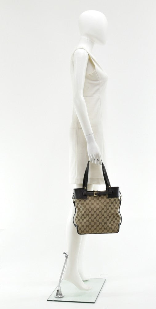 Gucci Monogram Canvas Ornamental Buckle Tote Bag
