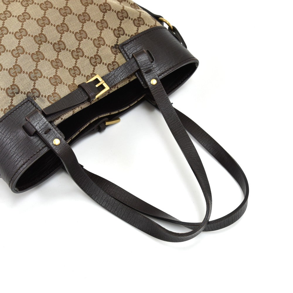 Gucci Monogram Canvas Ornamental Buckle Tote Bag