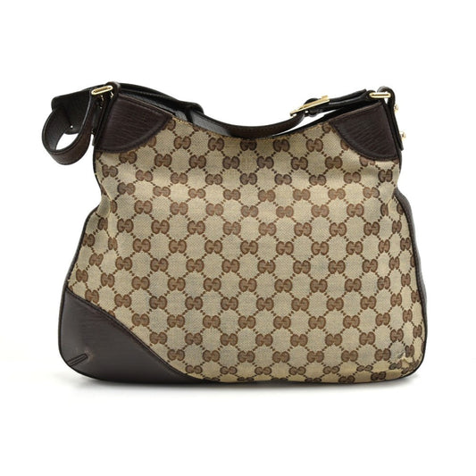 Gucci Hasler Monogram Canvas Horsebit Hobo Bag