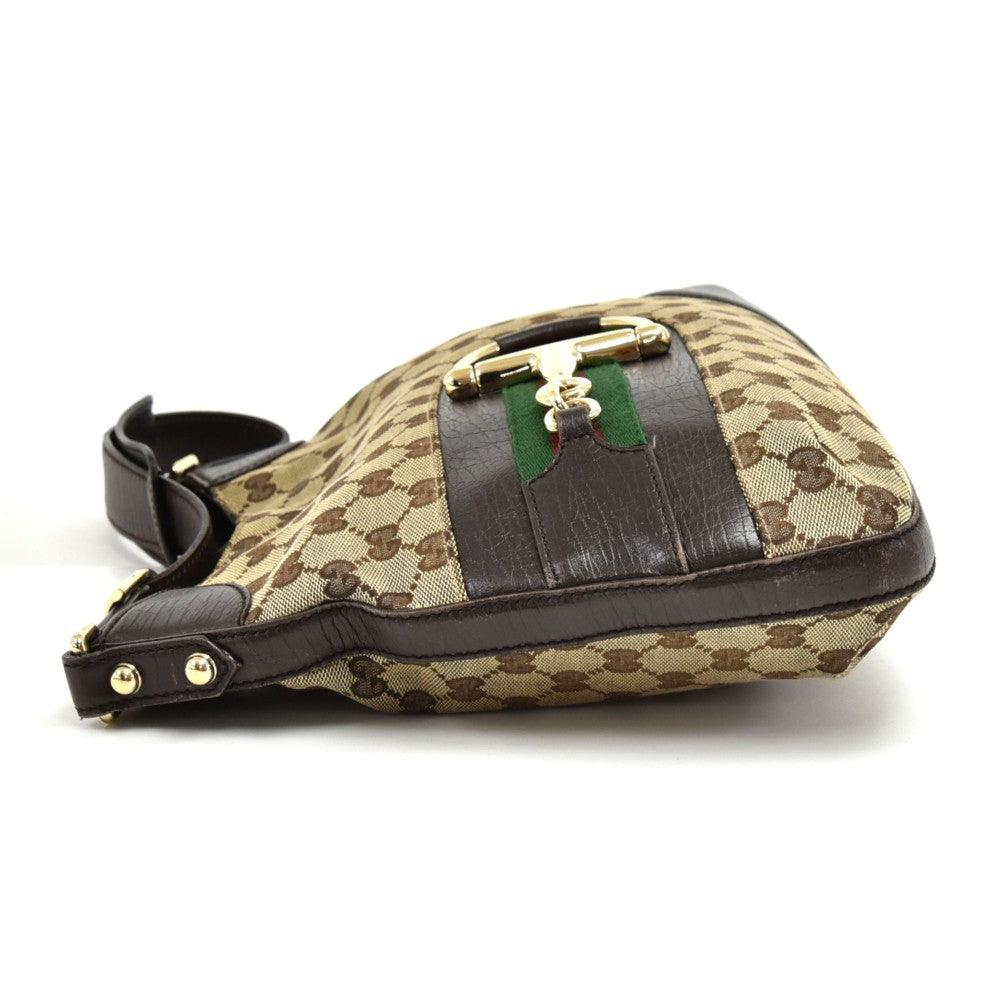 Gucci Hasler Monogram Canvas Horsebit Hobo Bag