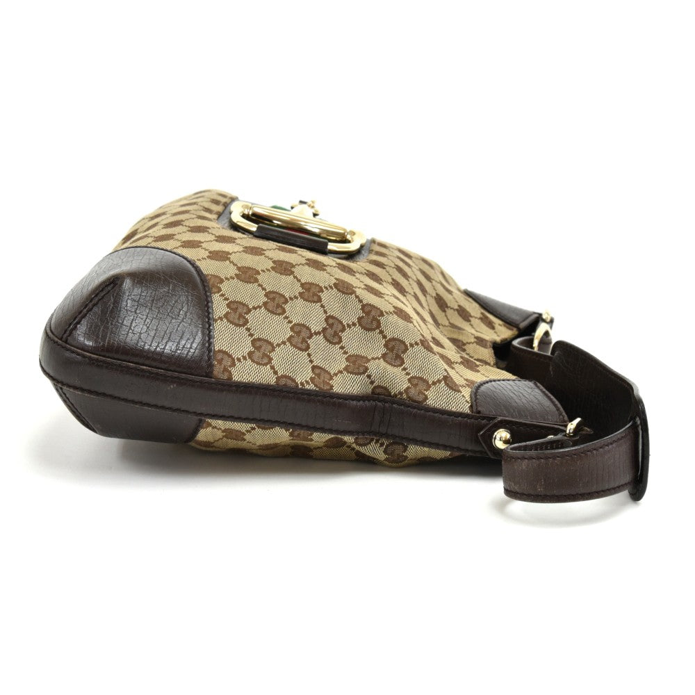 Gucci Hasler Monogram Canvas Horsebit Hobo Bag