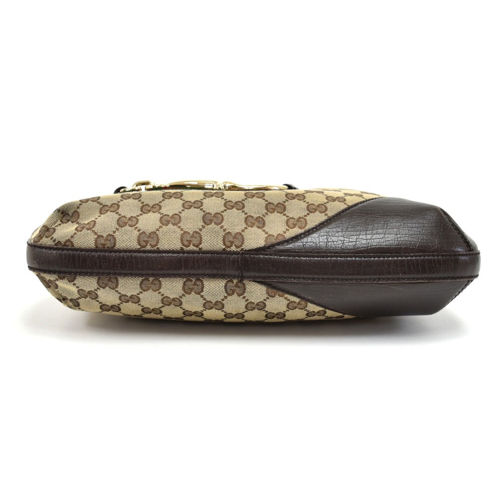 Gucci Hasler Monogram Canvas Horsebit Hobo Bag