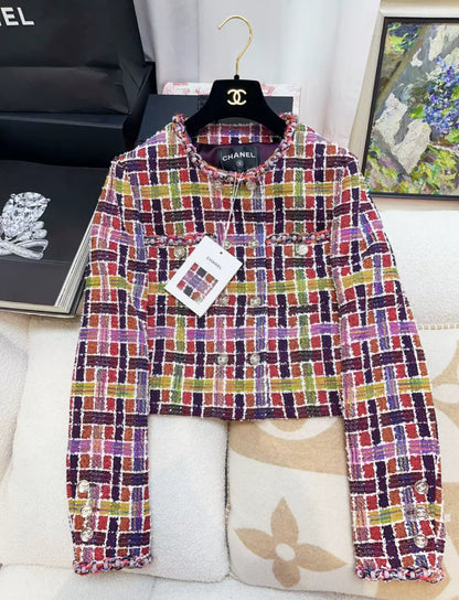 Chanel 23A purple sequin tweed jacket