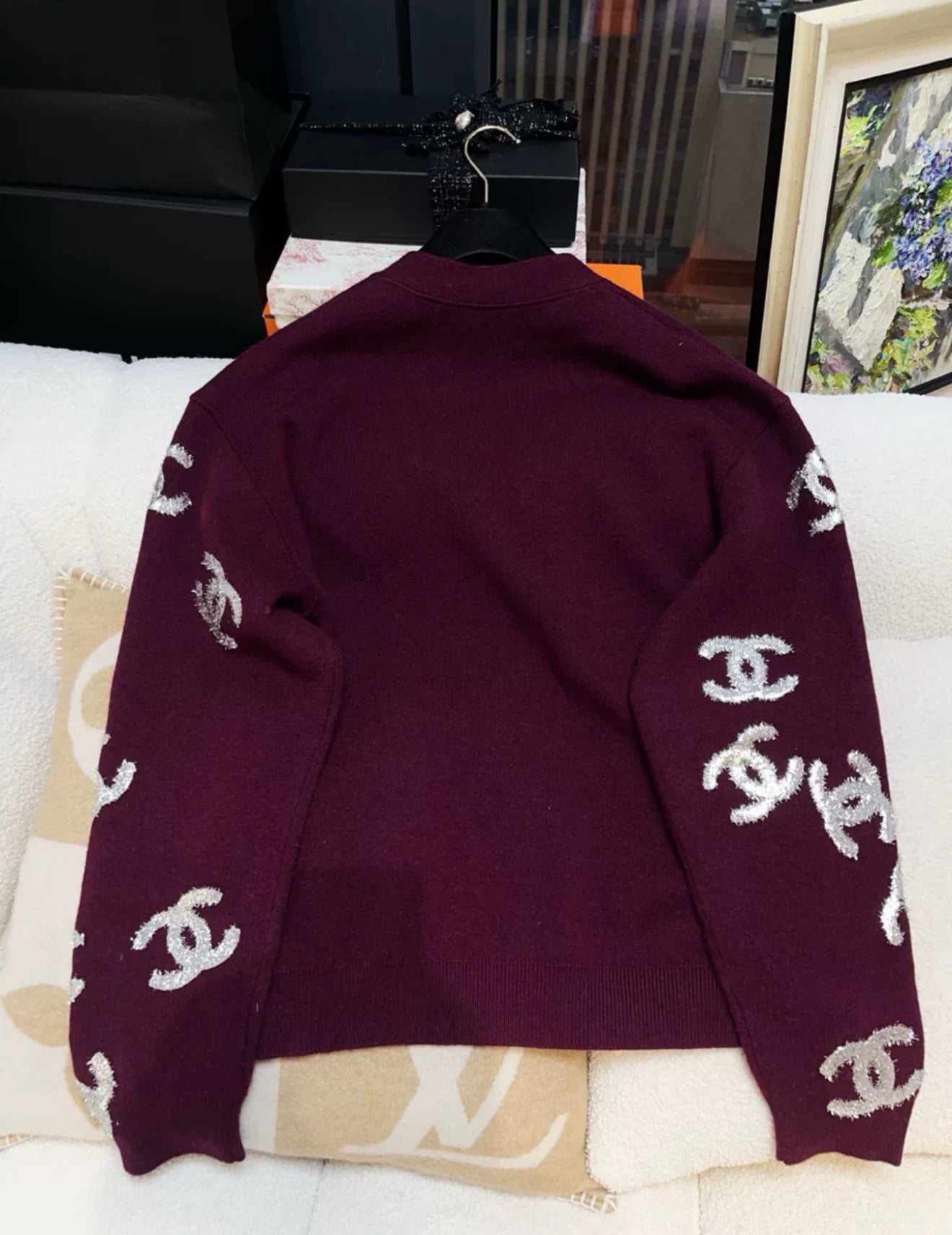 CHANEL 22A Bordeaux Cashmere Cardigan