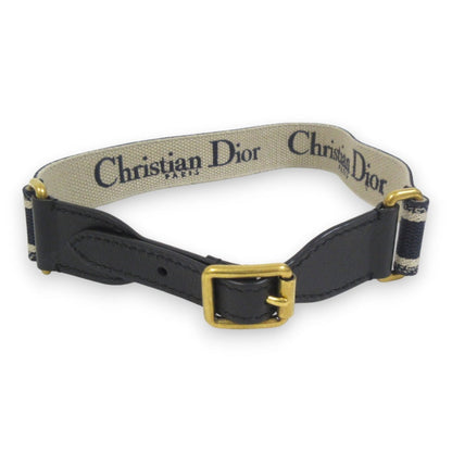 Christian Dior CD Logo Embroidery Canvas Leather Belt