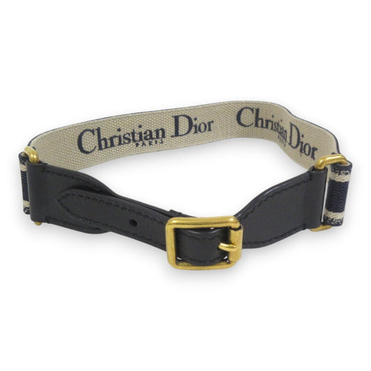 Christian Dior CD Logo Embroidery Canvas Leather Belt
