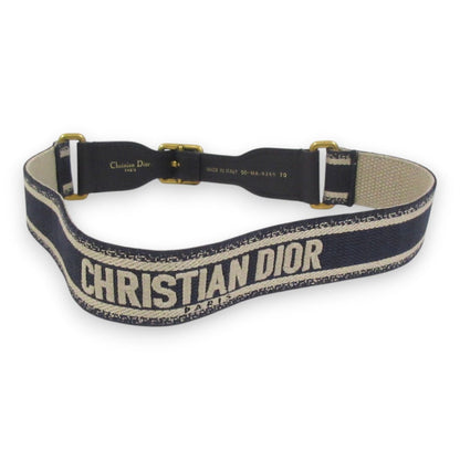 Christian Dior CD Logo Embroidery Canvas Leather Belt