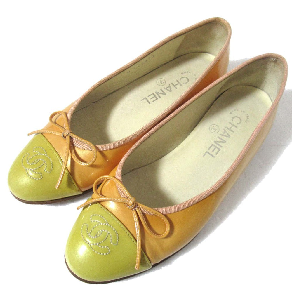 Chanel Coco Mark Patent Leather Flat Shoes