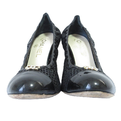 Chanel Pearl Coco Mark Mesh High Heel Ballet Pumps