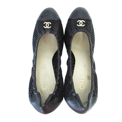 Chanel Pearl Coco Mark Mesh High Heel Ballet Pumps