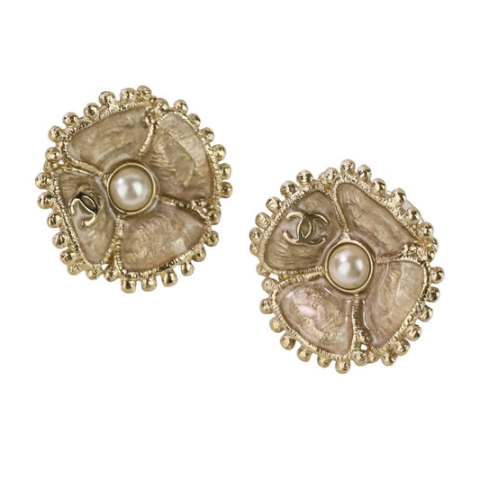 Chanel Camellia Pearl Earrings