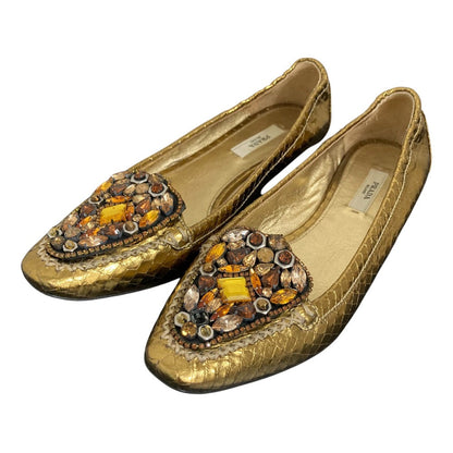 Prada Bijou Metallic Leather Pumps