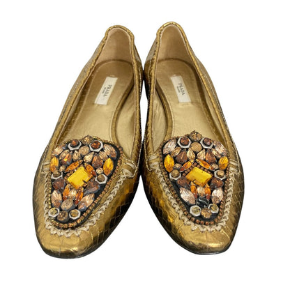 Prada Bijou Metallic Leather Pumps