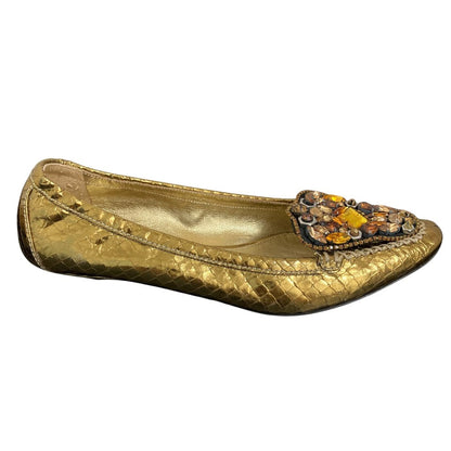 Prada Bijou Metallic Leather Pumps
