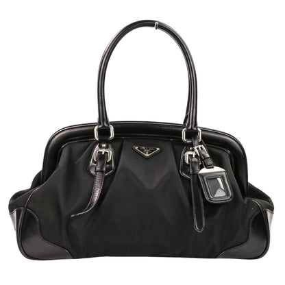 Prada Triangle Logo Plate Tessuto Nylon Leather Handbag