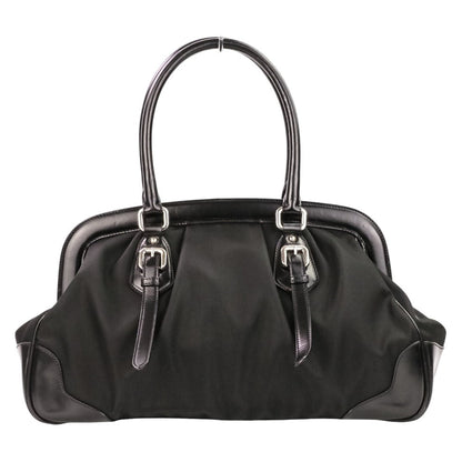 Prada Triangle Logo Plate Tessuto Nylon Leather Handbag