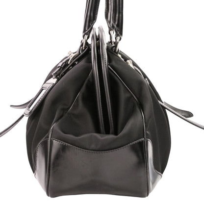 Prada Triangle Logo Plate Tessuto Nylon Leather Handbag