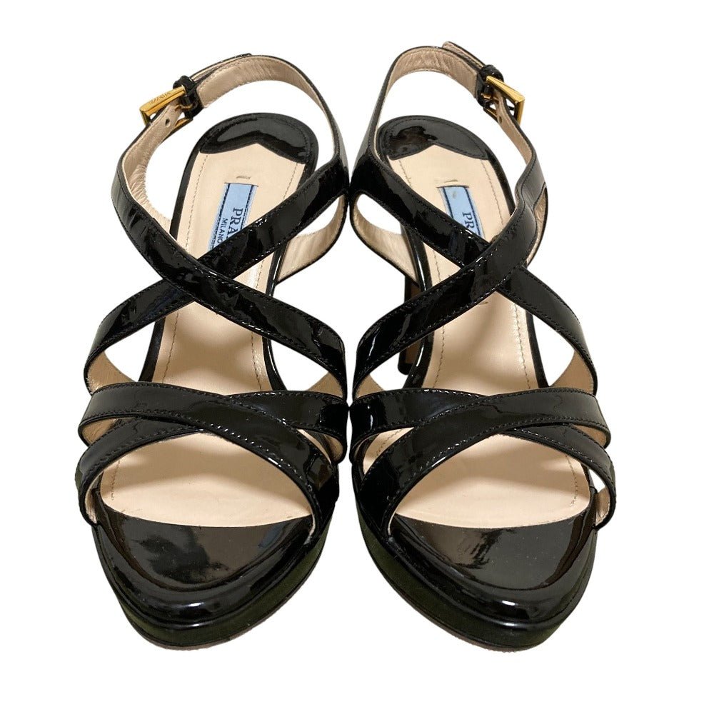 Prada Patent Leather Cross Strap Sandals