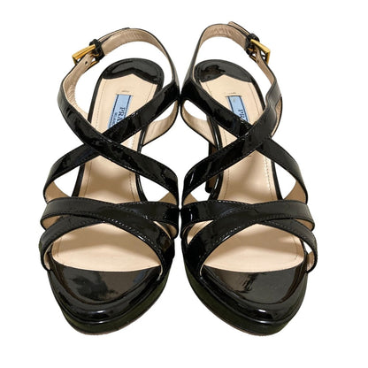 Prada Patent Leather Cross Strap Sandals