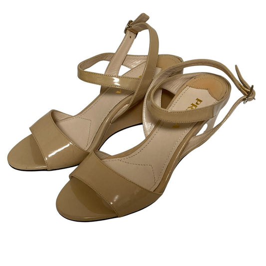 Prada Patent Leather Wedge Sandals