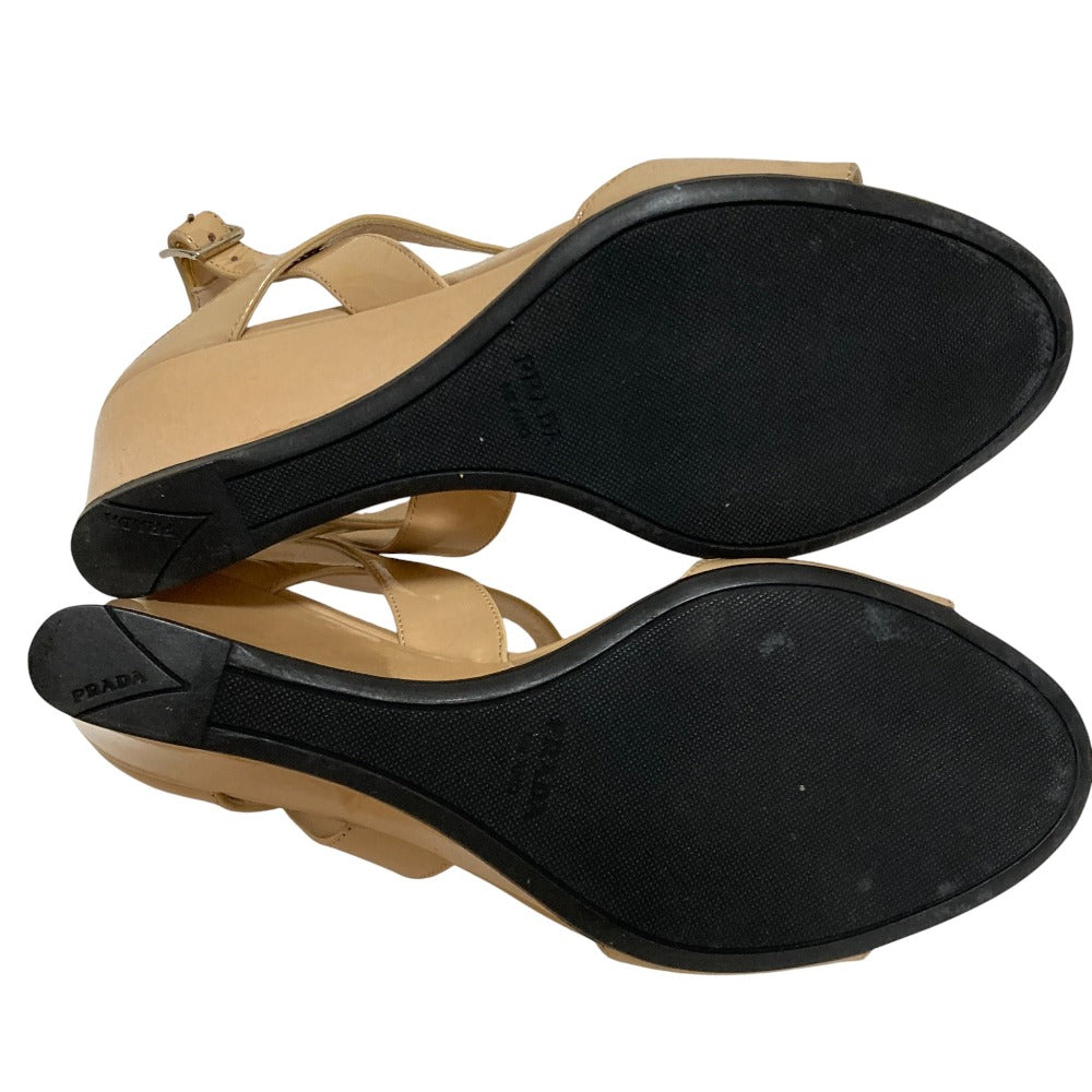 Prada Patent Leather Wedge Sandals